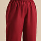 trueBrowns Maroon Slub Gathered Kurta Pant Set | Swadesiicart
