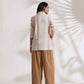 trueBrowns Beige Cotton Stripe Jacket Top Co-ord Set - Swadesiicart
