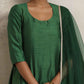 trueBrowns Dark Green Anarkali Kurta Pant Dupatta Set | Swadesiicart
