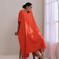trueBrowns Orange Dobby Panel Kaftan Dress | Swadesiicart