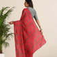 trueBrowns Red Muslin Ikat Saree | Swadesiicart