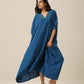 trueBrowns Classic Blue Panel Kaftan dress | Swadesiicart
