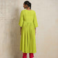 trueBrowns Lime Crinkle Anarkali Flared Kurta Set | Swadesiicart