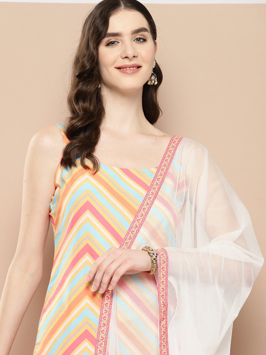 Ahalyaa Women Printed Regular Gotta Patti Kurti with Sharara & With Dupatta | Swadesiicart