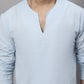 Even Apparels Blue Pure Cotton Open Neck Kurta | Swadesiicart