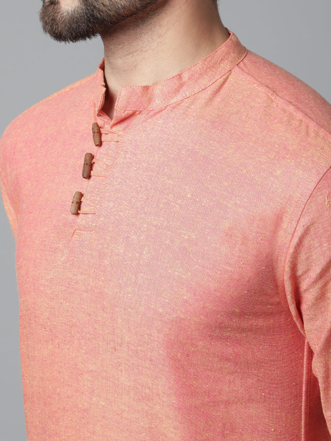 Even Apparels Orange Pure Cotton Kurta With Band Collar | Swadesiicart