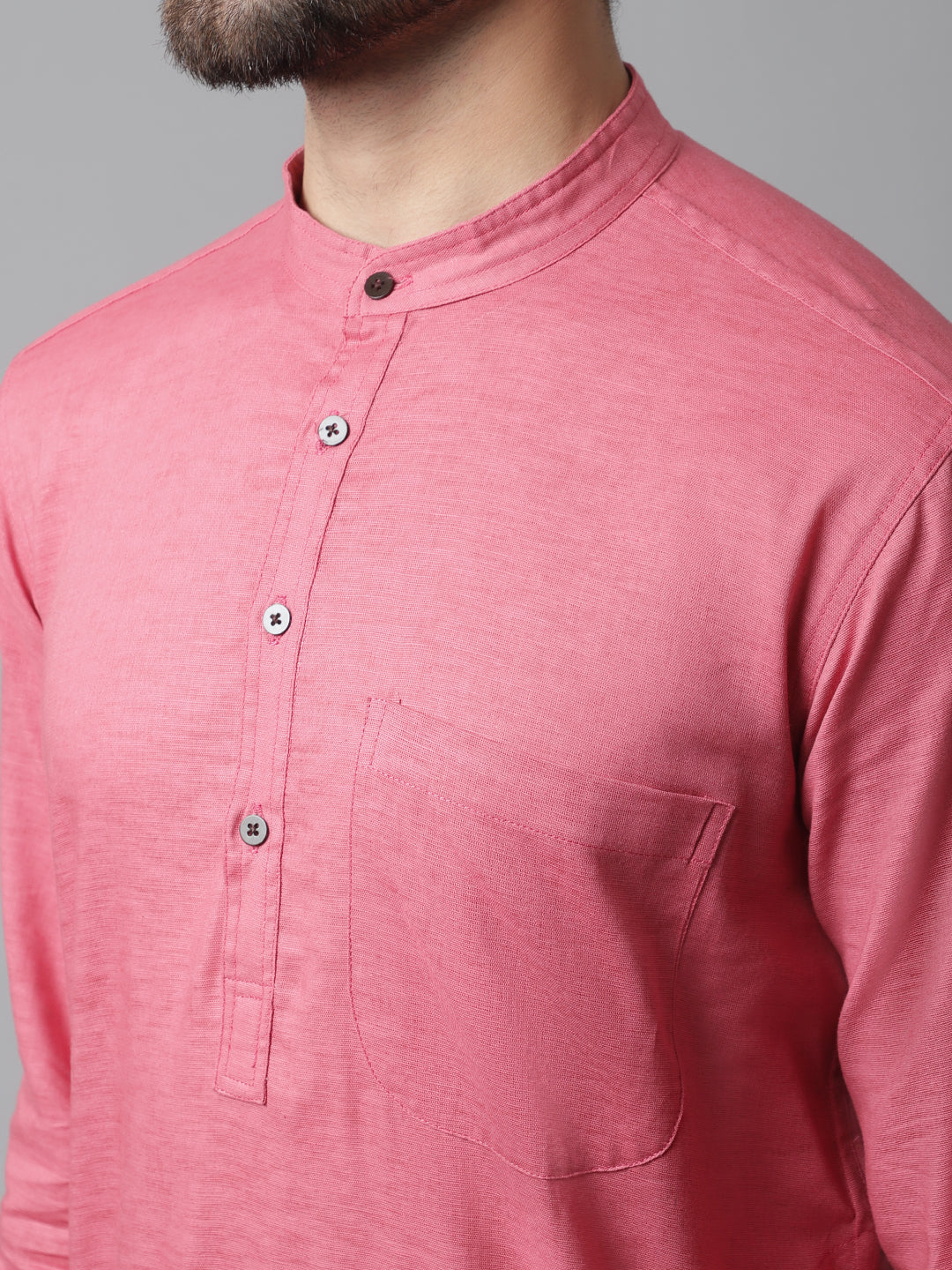 Even Apparels Rust Pure Cotton Kurta With Band Collar | Swadesiicart