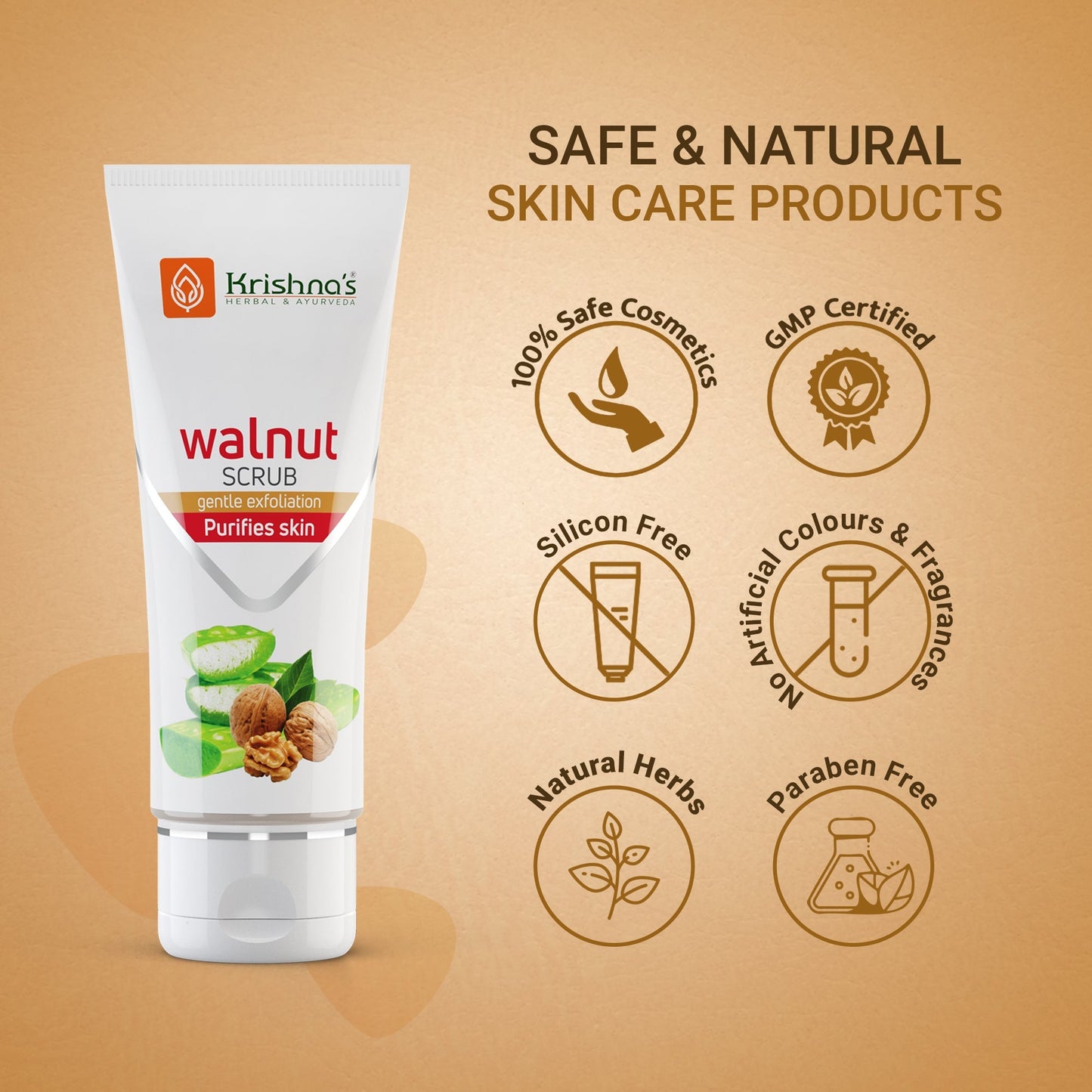 Krishna'S Herbal & Ayurveda Aloevera Walnut Scrub | Swadesiicart