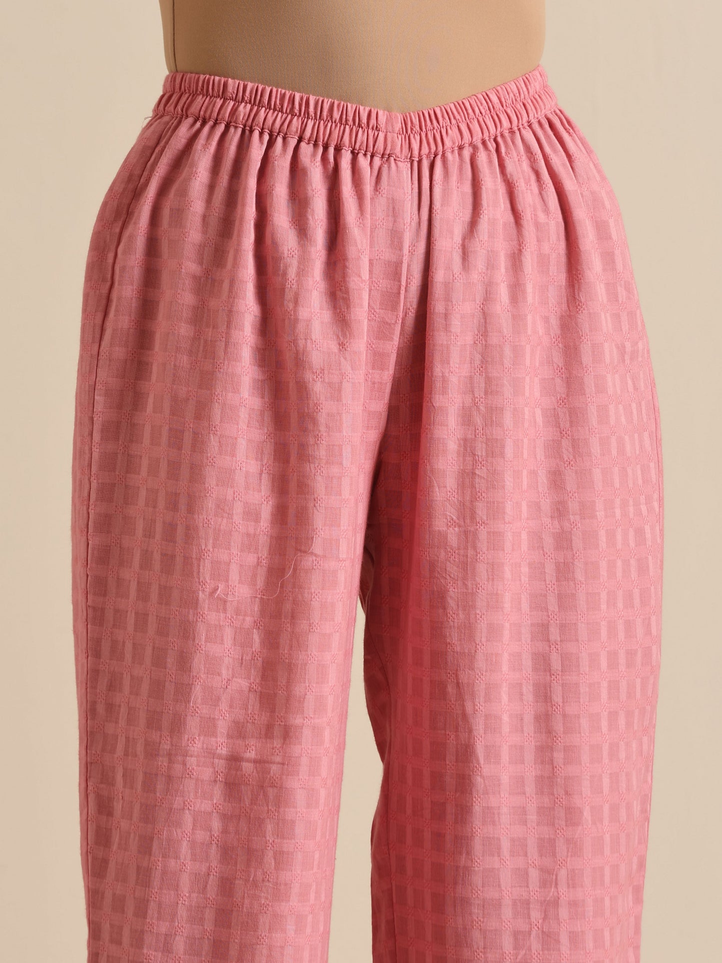 trueBrowns Light Pink Dobby Oversized Co-Ord Set - Swadesiicart