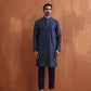 trueBrowns Men's Blue Cotton Dobby Kurta | Swadesiicart