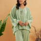 InWeave Women's Sage Green Kantha Boho Full Sleeve Coord Set - Swadesiicart