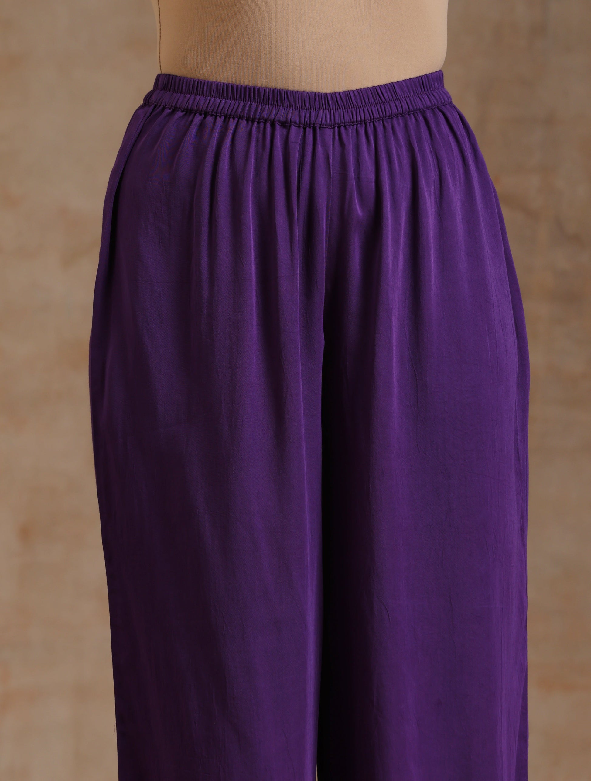 trueBrowns Violet Modal Satin Anarkali Set | Swadesiicart