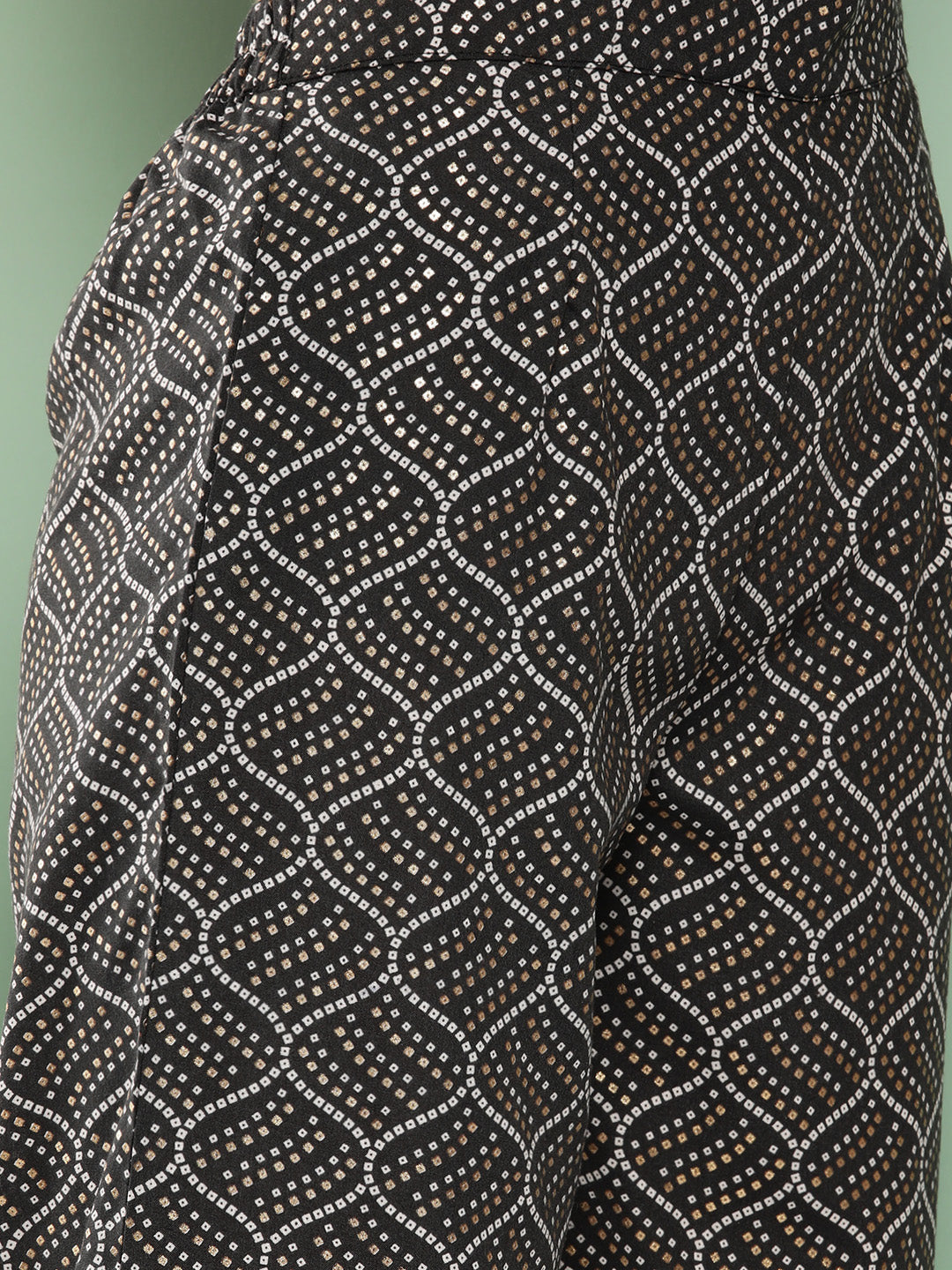 InWeave Women's Black Bandhej Print Raisa Back Detial Long Coords Set - Swadesiicart