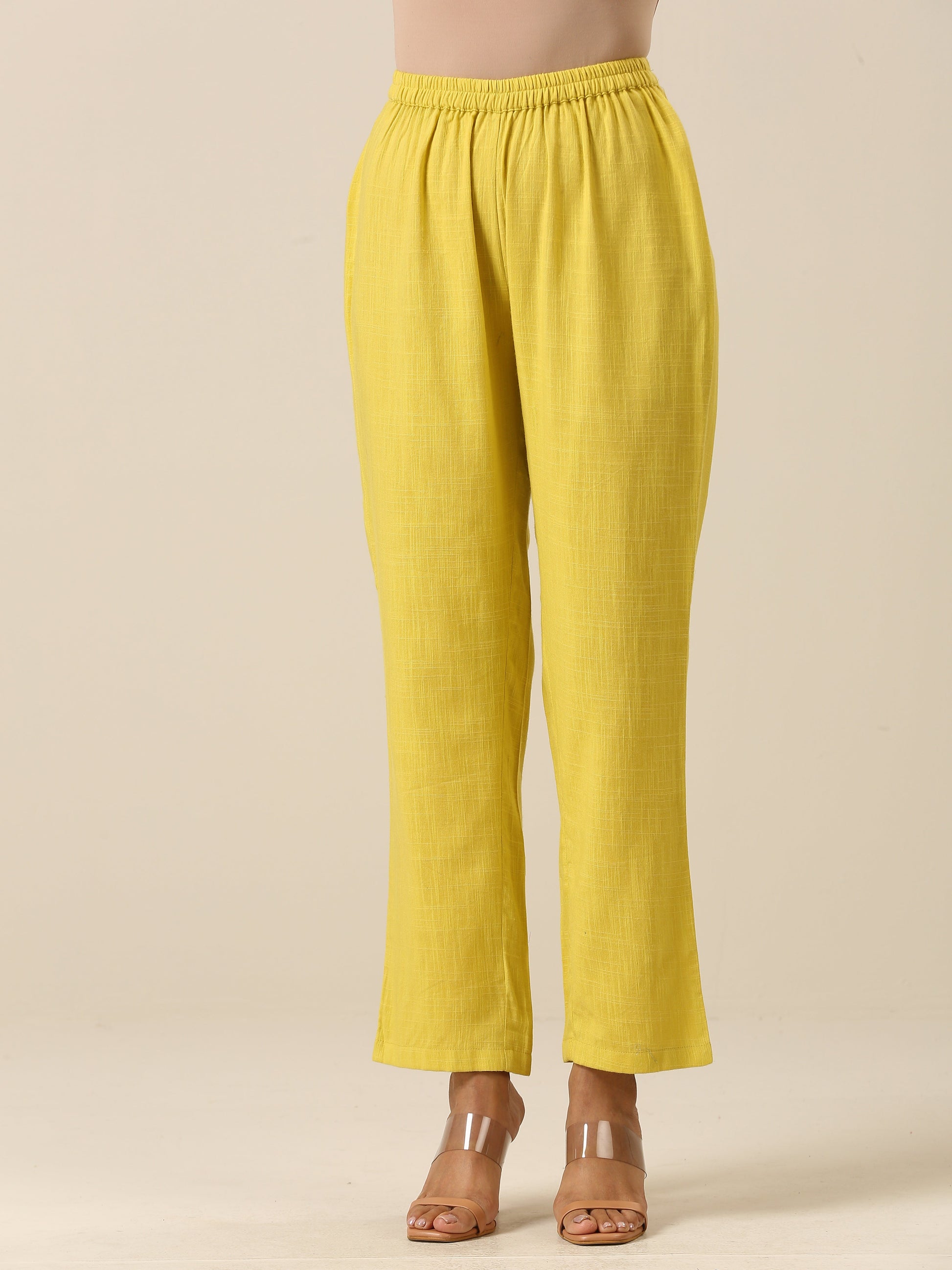 trueBrowns Lime Slub Texture Relax Fit Co-Ord Set - Swadesiicart