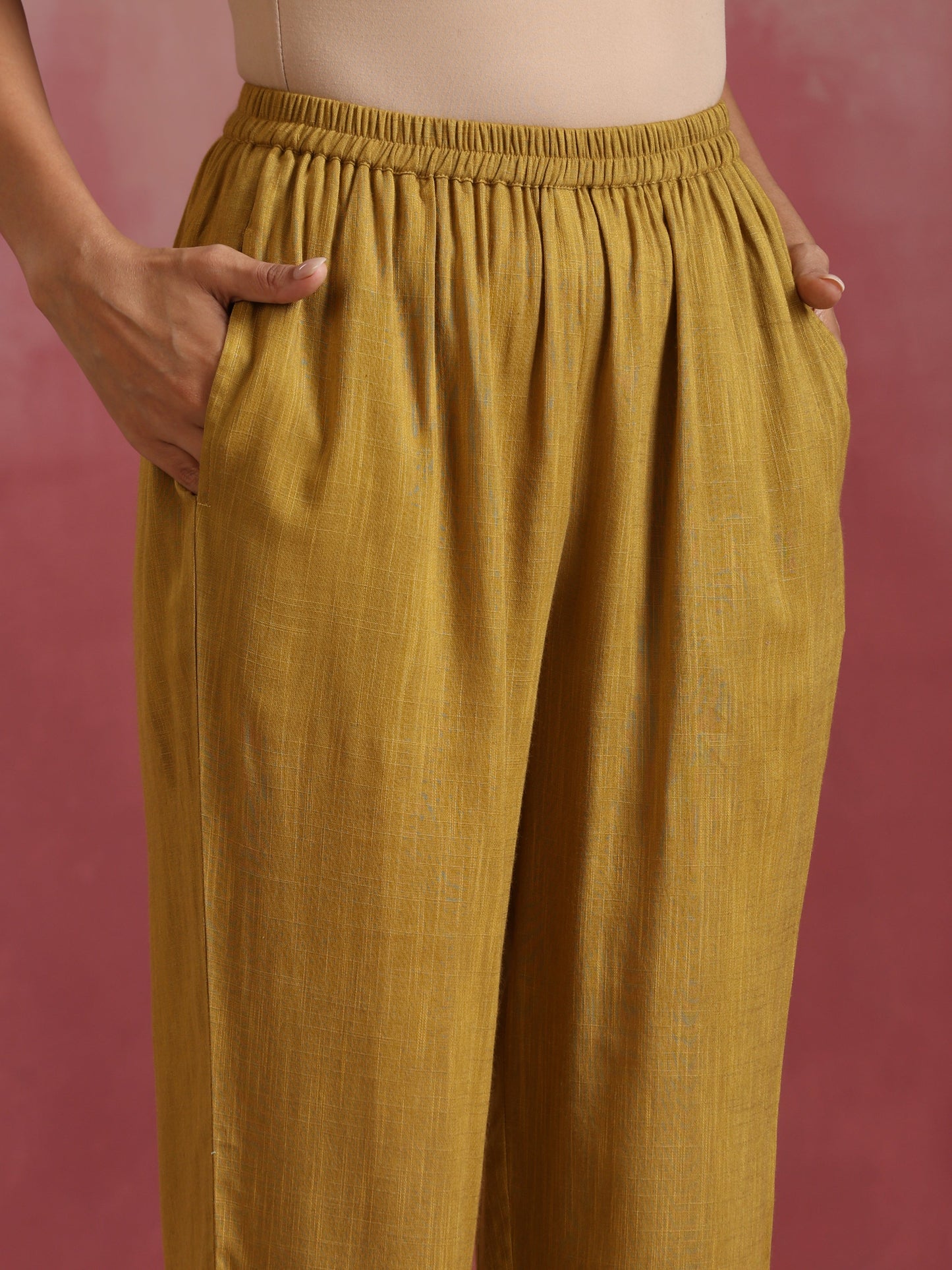 trueBrowns Mustard Cotton Kurta Set | Swadesiicart