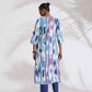 trueBrowns Blue Ikat Print Muslin Kurta Set | Swadesiicart