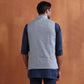 trueBrowns Men's Blue Chanderi Reversible Nehru Jacket | Swadesiicart