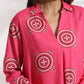 trueBrowns Pink Cotton Print A-line Dress | Swadesiicart