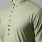 Even Apparels Green Pure Cotton Kurta With Band Collar | Swadesiicart