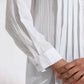 trueBrowns White Cotton Stripe Pleated Shirt Kurta Set | Swadesiicart