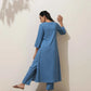 trueBrowns Blue Viscose Kurta Pant Set | Swadesiicart