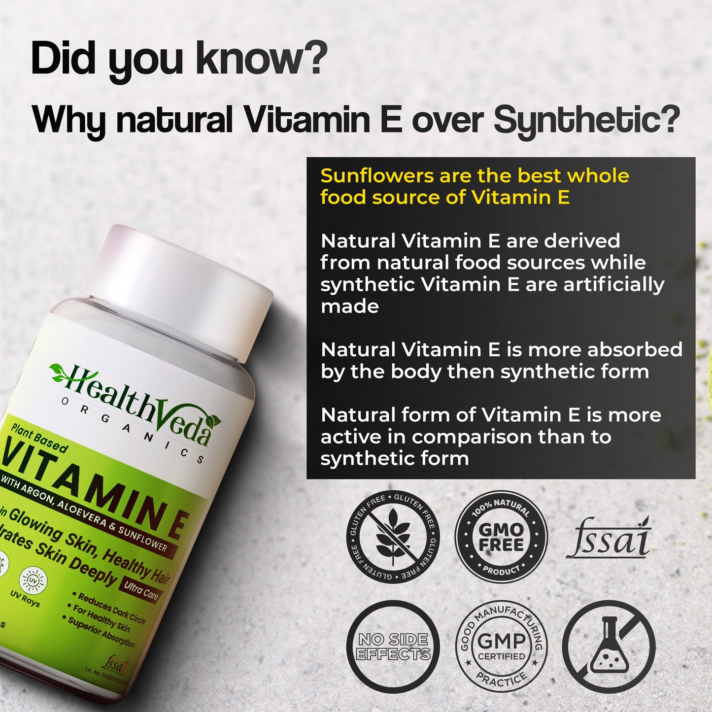 Health Veda Organics Vitamin E Capsules - Swadesiicart