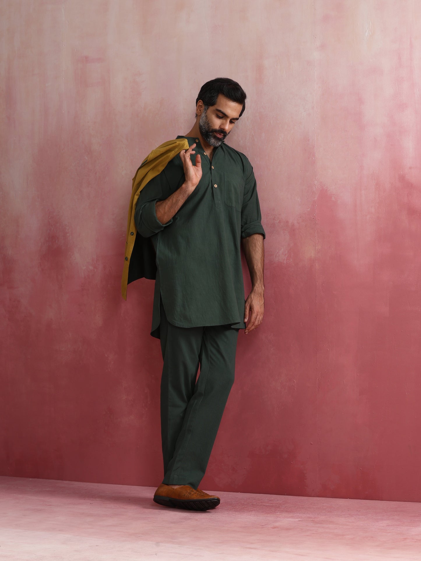 trueBrowns Men's Mustard Cotton Reversible Nehru Jacket | Swadesiicart