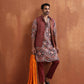 trueBrowns Men's Rust Geometric Printed Kurta | Swadesiicart
