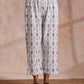 trueBrowns Grey On White Ikat Print Cotton Baggy Sleeve Co-Ord Set - Swadesiicart