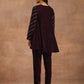 trueBrowns Wine Velvet Sleeve Embroidered Co-ord Set - Swadesiicart