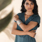 trueBrowns Turquoise Cotton Dobby Dress | Swadesiicart