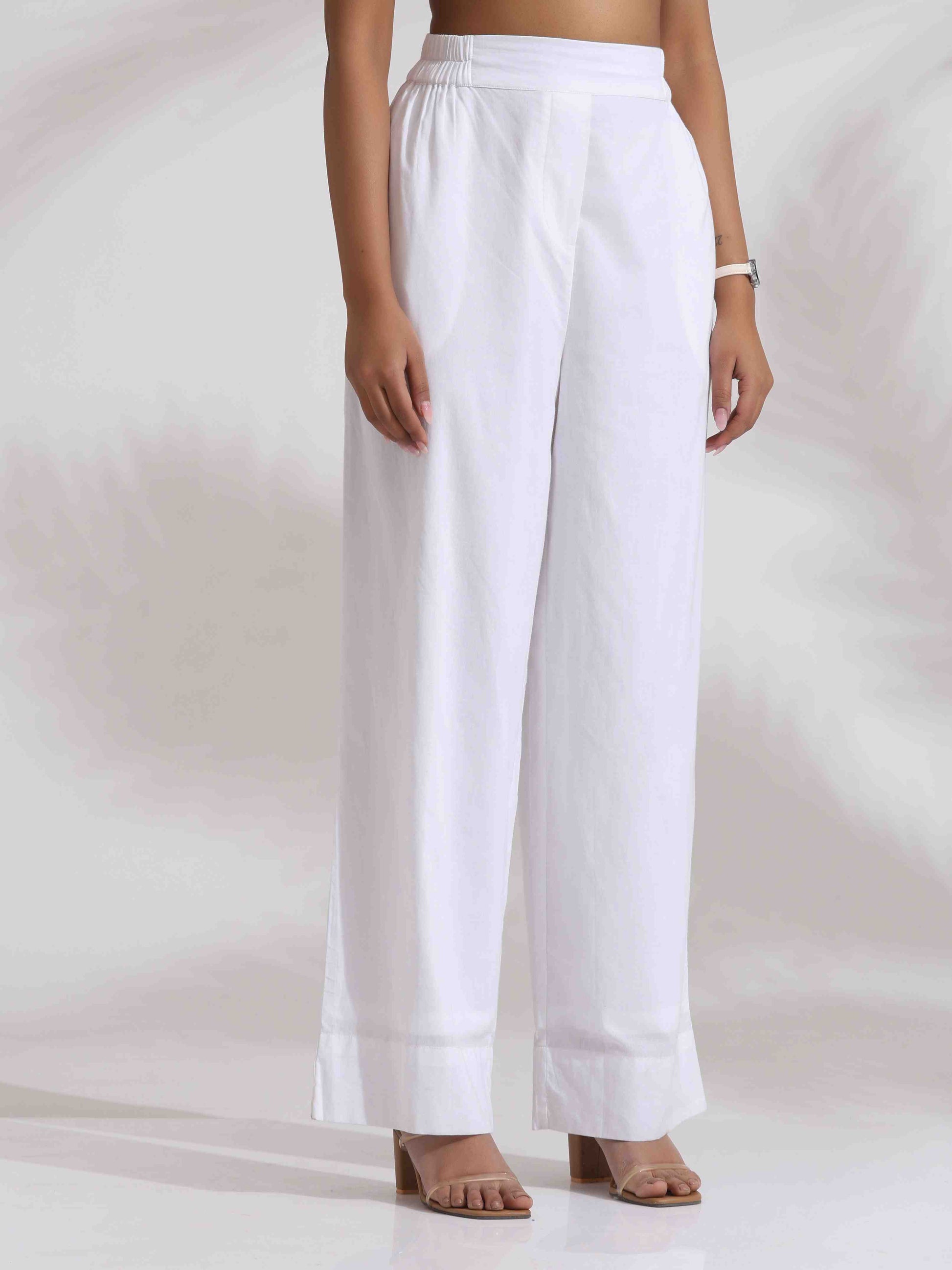 trueBrowns White Cotton Schiffli Jacket Co-ord Set - Swadesiicart