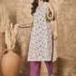 InWeave Dusty Mauve V Neck Aline Kurta Set - Swadesiicart