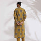 trueBrowns Green Cotton Print Straight Kurta Set | Swadesiicart