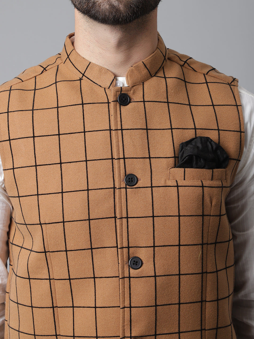 Even Apparels Men's Beige Nehru Jacket With Welt Pockets | Swadesiicart