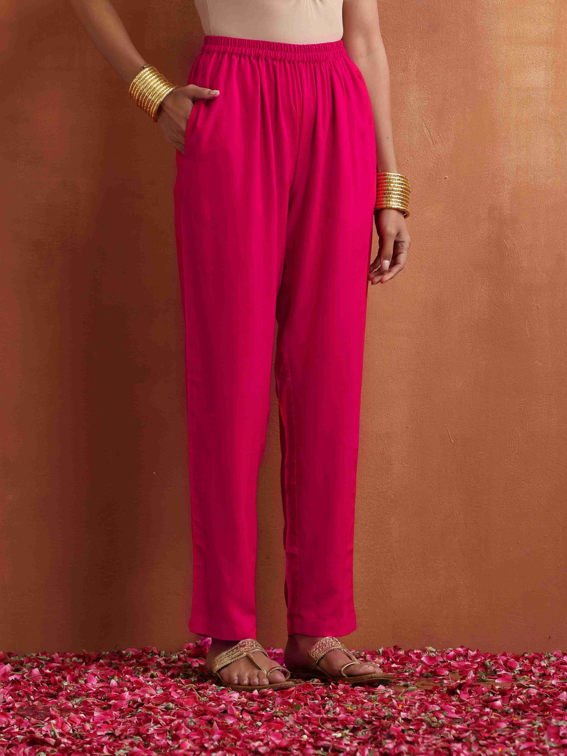 trueBrowns Red Print Flared Anarkali Kurta Set | Swadesiicart