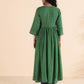 trueBrowns Green Cotton Dobby Flared Kurta Pant Set | Swadesiicart