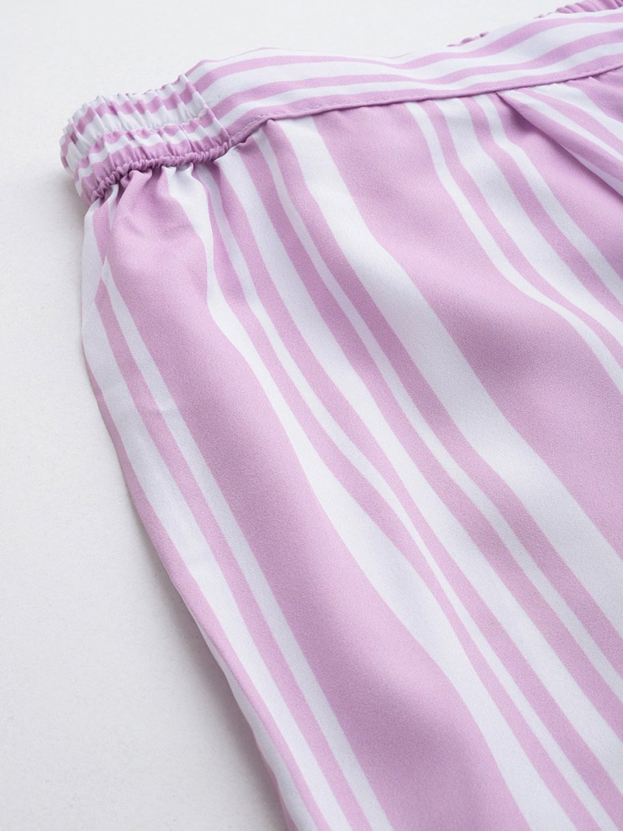 Ahalyaa Plus Size Striped Tunic with Palazzos | Swadesiicart