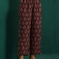 trueBrowns Deep Purple Paan Muslin Silk Printed Front Slit Kurta Pant Set | Swadesiicart