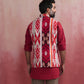 trueBrowns Men's Maroon Ikat Print Cotton Reversible Nehru Jacket | Swadesiicart