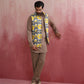 trueBrowns Men's Grey Ikat Print Cotton Reversible Nehru Jacket | Swadesiicart