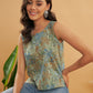 InWeave Dull Green Leaf Floral Print W/U Top - Swadesiicart