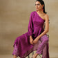trueBrowns Purple Bandhani Printed Silk One Shoulder Kurta Pant Set | Swadesiicart