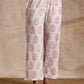 trueBrowns Pink Big Buta On White Print Cotton Angrakha Kurta Pant Set | Swadesiicart