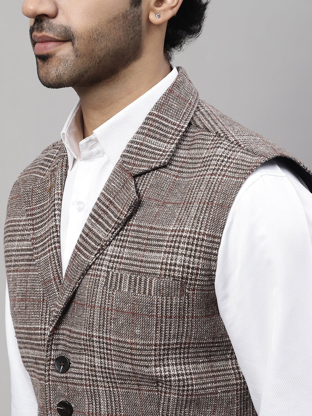 Even Apparels Men's Brown Pure Wool Nehru Jacket | Swadesiicart