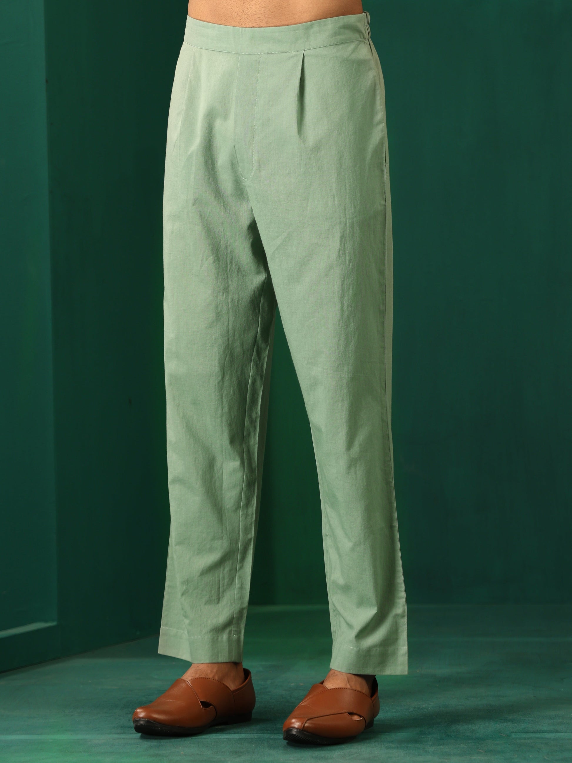 trueBrowns Men's Mint Green Dobby Co-ord Set - Swadesiicart