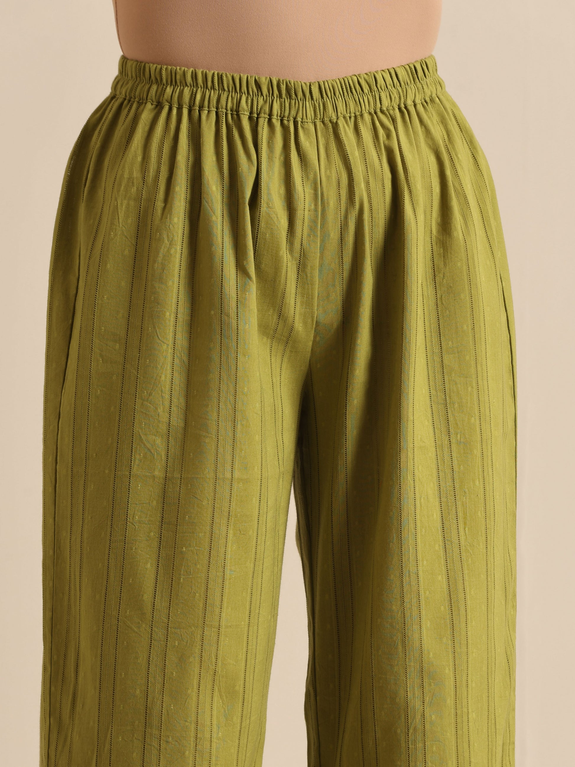 trueBrowns Green Dobby Sleeveless Co-Ord Set - Swadesiicart