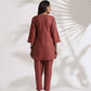 trueBrowns Pink Slub Pleated Co-ord Set - Swadesiicart