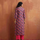 trueBrowns Pink Print High Slit Kurta Set | Swadesiicart