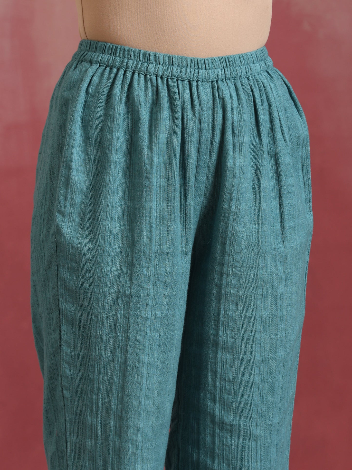 trueBrowns Light Blue Cotton Dobby Co-ord set - Swadesiicart